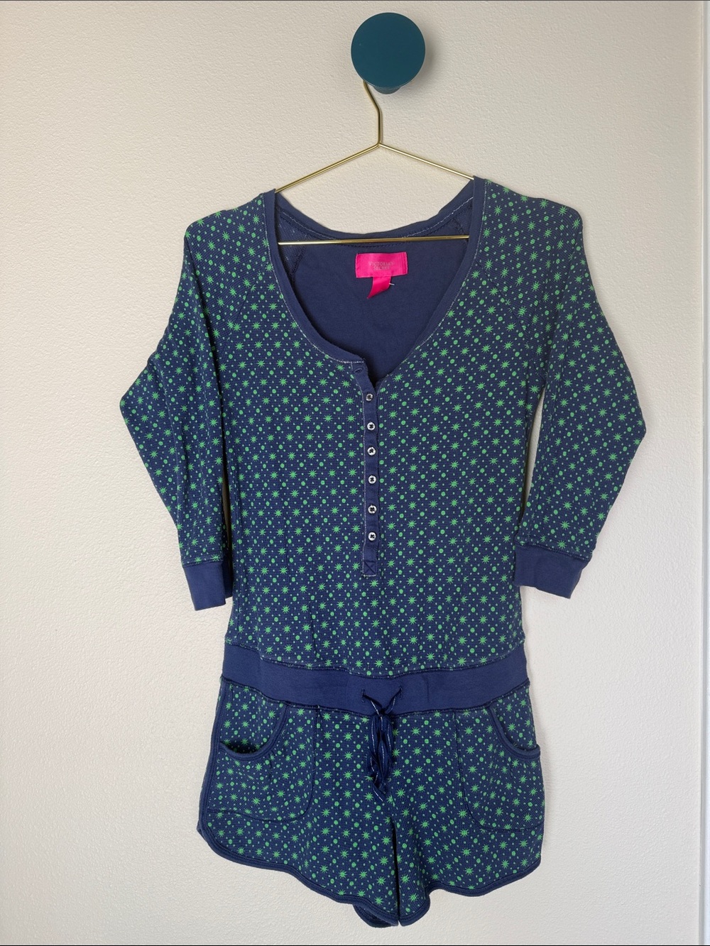 Victoria's Secret Navy & Green Lounge One Piece/Pajamas